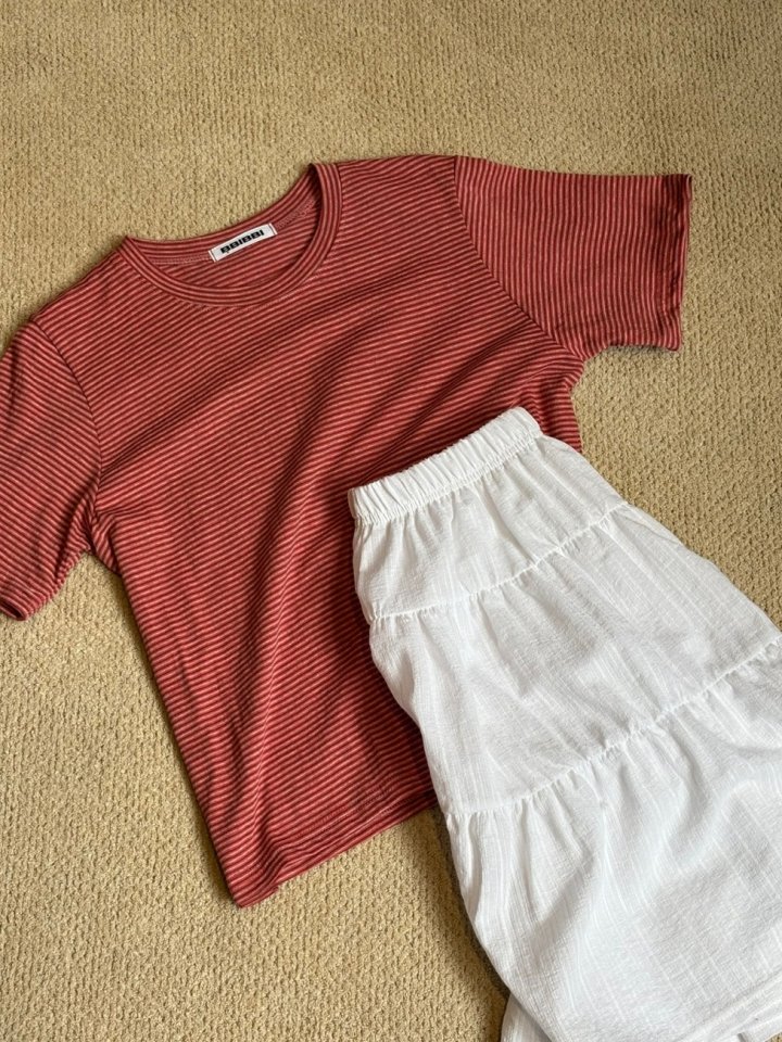 Bbibbi - Korean Women Fashion - #momslook - Eden Stripe Short Sleeve Tee - 2