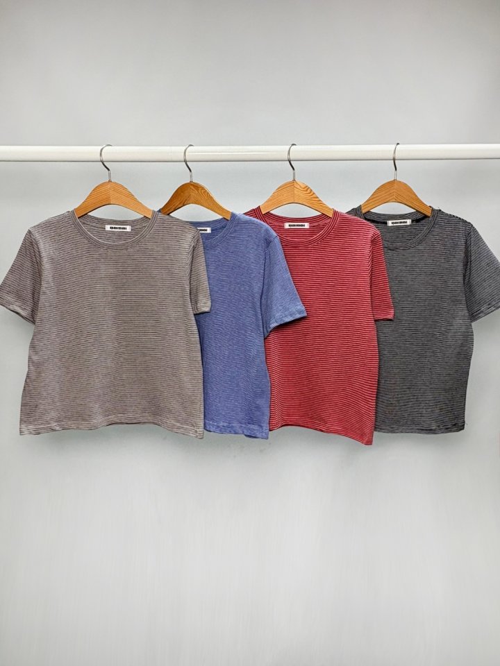 Bbibbi - Korean Women Fashion - #womensfashion - Eden Stripe Short Sleeve Tee - 4