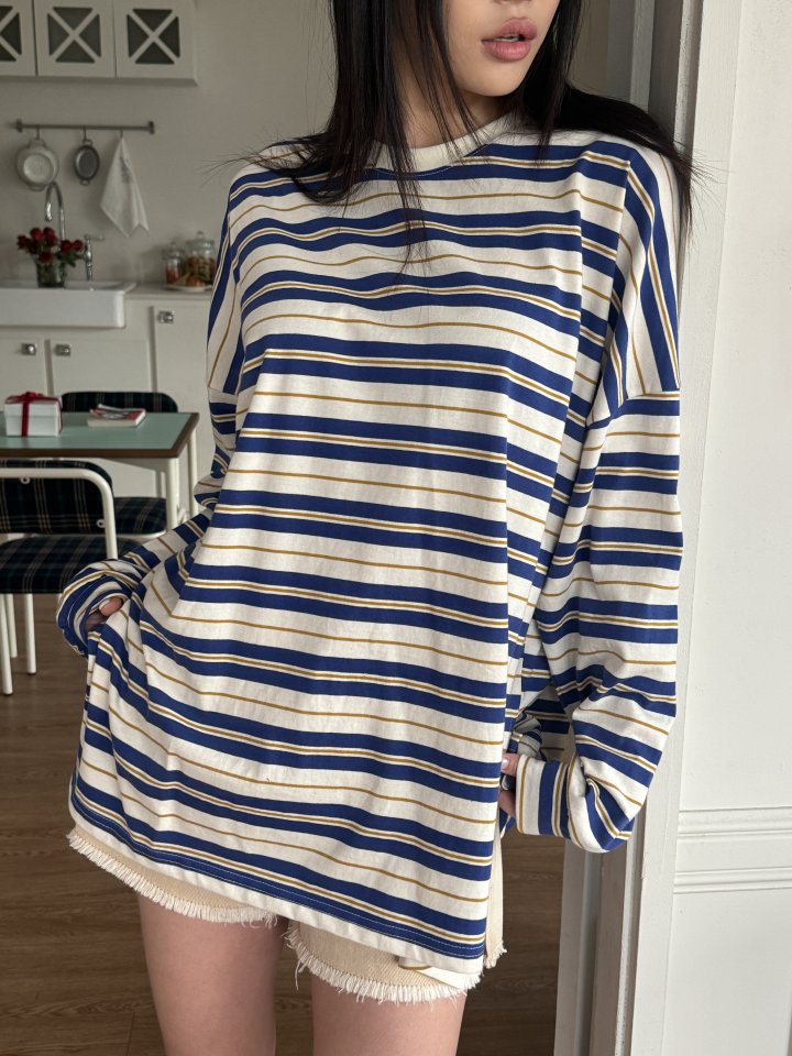 Bbibbi - Korean Women Fashion - #pursuepretty - Striped Long Sleeve Tee - 8