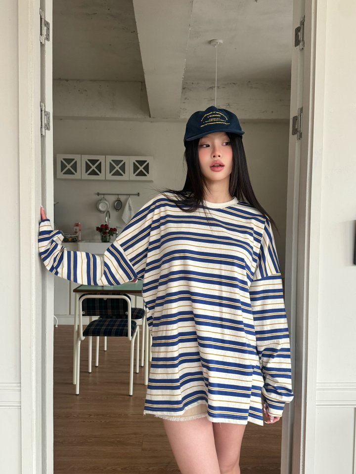 Bbibbi - Korean Women Fashion - #restrostyle - Striped Long Sleeve Tee - 9