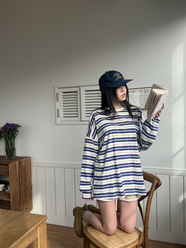 Bbibbi - Korean Women Fashion - #vintageinspired - Striped Long Sleeve Tee - 6