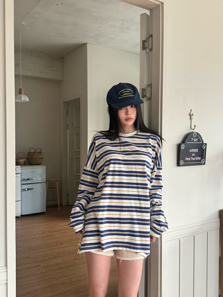 Bbibbi - Korean Women Fashion - #womensfashion - Striped Long Sleeve Tee