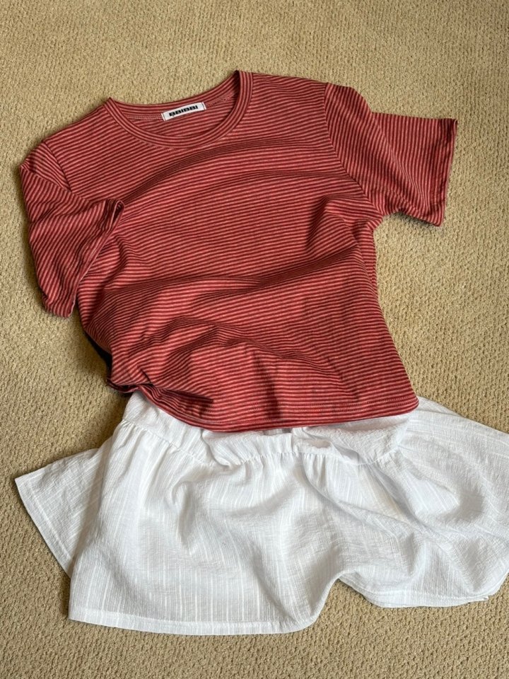 Bbibbi - Korean Women Fashion - #womensfashion - Eden Stripe Short Sleeve Tee