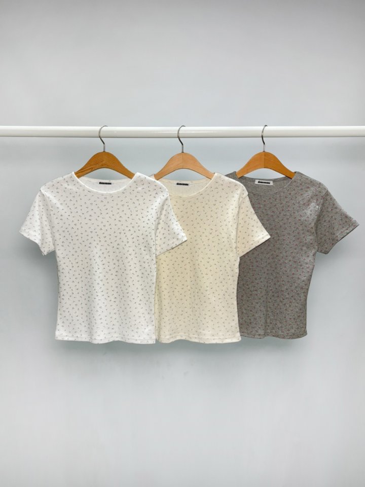 Bbibbi - Korean Women Fashion - #womensfashion - Flower Crop Short Sleeve Tee - 2