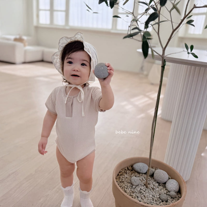 Bebe Nine - Korean Baby Fashion - #babyfashion - Creamy Waffle Button Suit