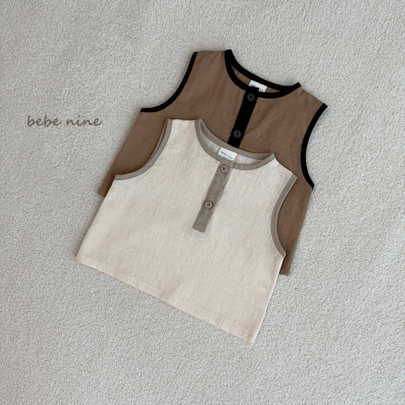 Bebe Nine - Korean Baby Fashion - #babygirlfashion - Button Cool Sleeveless Tee - 12