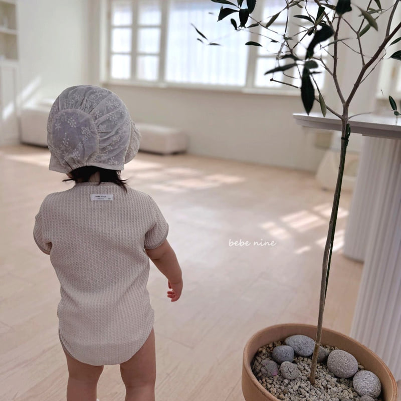 Bebe Nine - Korean Baby Fashion - #babygirlfashion - Creamy Waffle Button Suit - 3