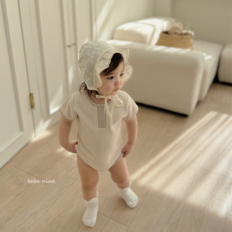 Bebe Nine - Korean Baby Fashion - #babygirlfashion - Creamy Waffle Button Suit - 4