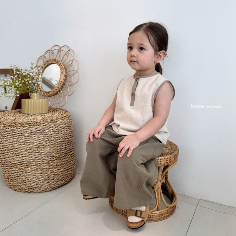 Bebe Nine - Korean Baby Fashion - #babyoutfit - Button Cool Sleeveless Tee