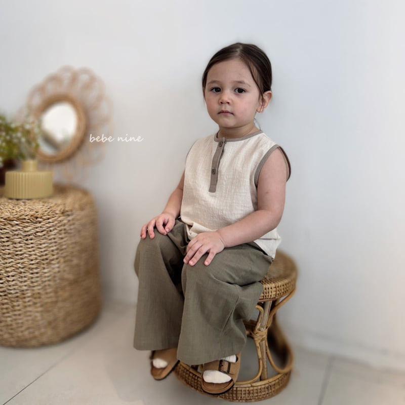 Bebe Nine - Korean Baby Fashion - #babyoutfit - Button Cool Sleeveless Tee - 2