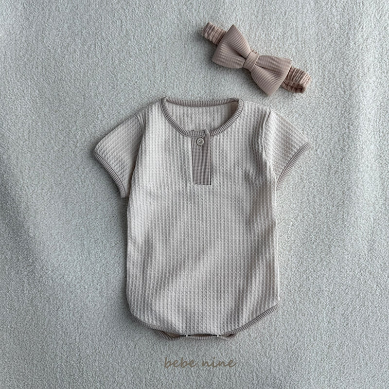 Bebe Nine - Korean Baby Fashion - #babywear - Creamy Waffle Button Suit - 9