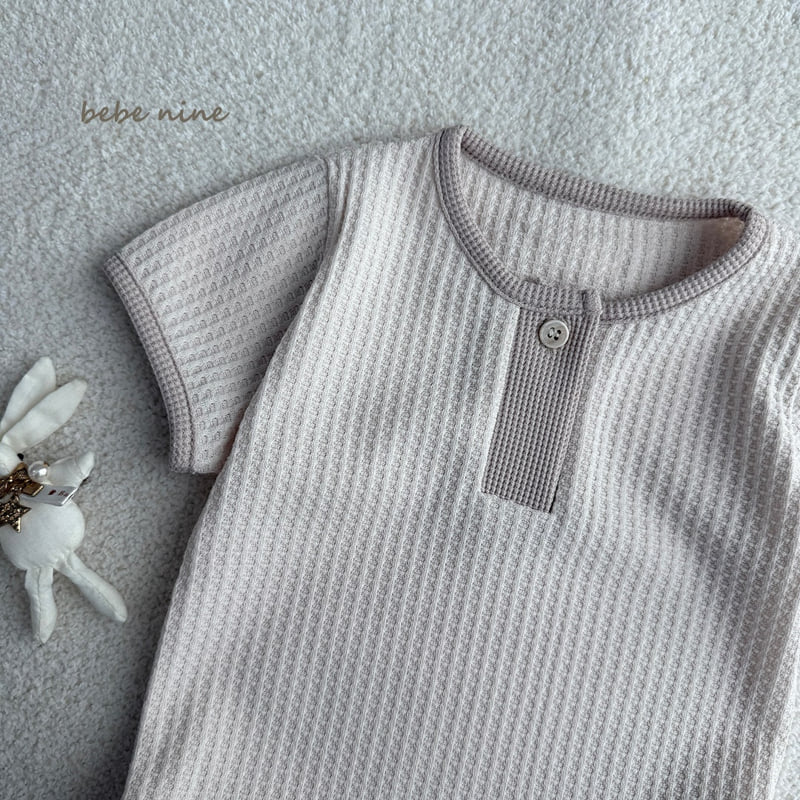 Bebe Nine - Korean Baby Fashion - #onlinebabyboutique - Creamy Waffle Button Suit - 10