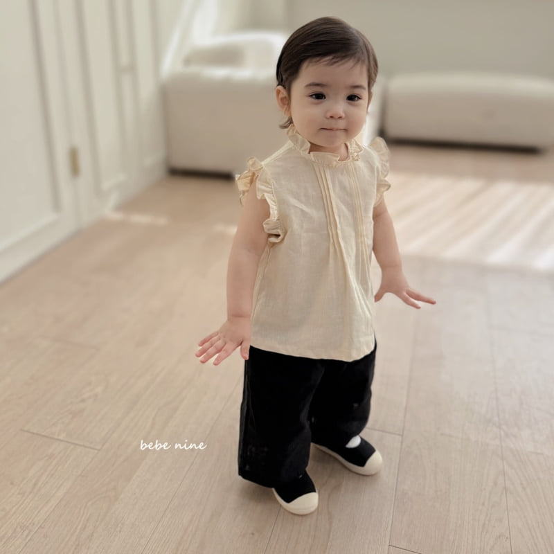 Bebe Nine - Korean Baby Fashion - #onlinebabyshop - Essence Frill Linen Top - 3