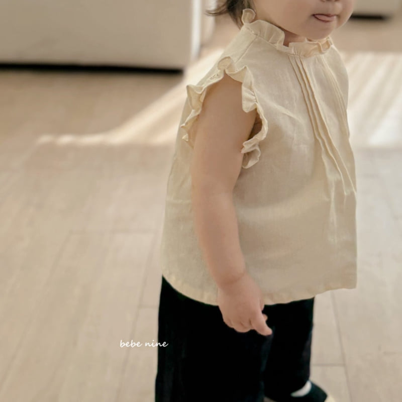 Bebe Nine - Korean Baby Fashion - #onlinebabyshop - Essence Frill Linen Top - 4
