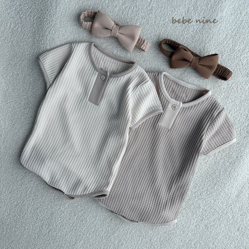 Bebe Nine - Korean Baby Fashion - #smilingbaby - Creamy Waffle Button Suit - 12