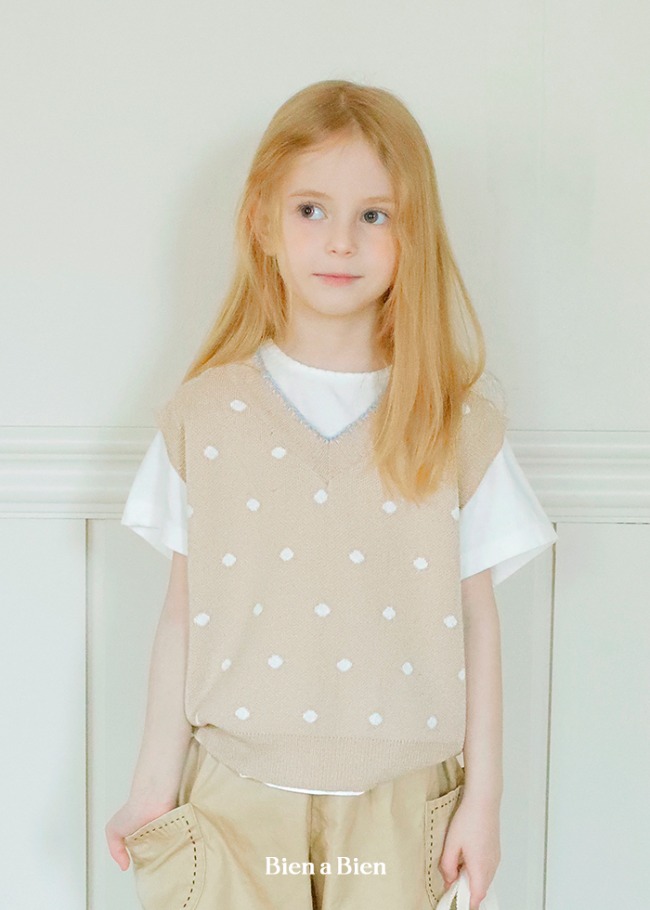 Bien A Bien - Korean Children Fashion - #designkidswear - Rib Dot Knit Vest - 2