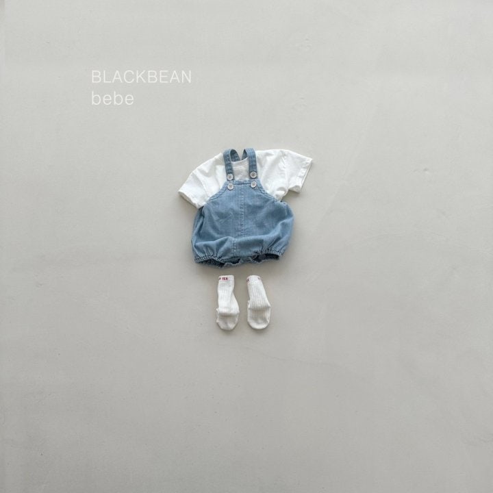 Black Bean - Korean Baby Fashion - #babyootd - Line Overalls Set
