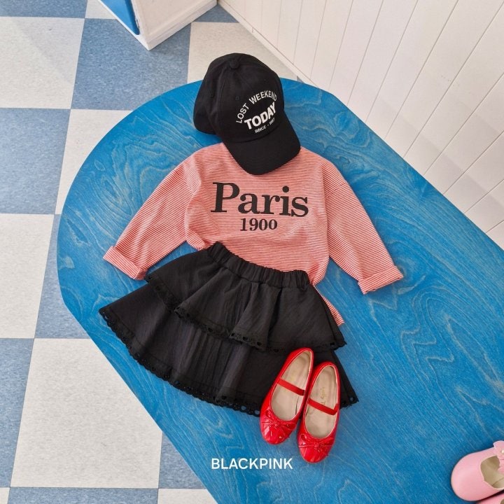 Black Pink - Korean Children Fashion - #childrensboutique - Stripe Paris Tee - 2