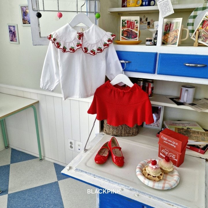 Black Pink - Korean Children Fashion - #designkidswear - Cherry Collar Blouse - 10