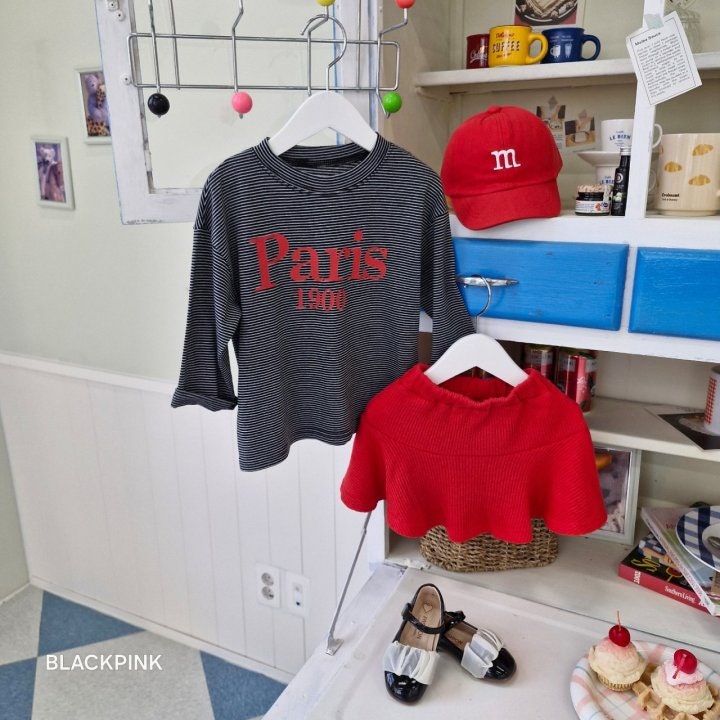 Black Pink - Korean Children Fashion - #designkidswear - Stripe Paris Tee - 3