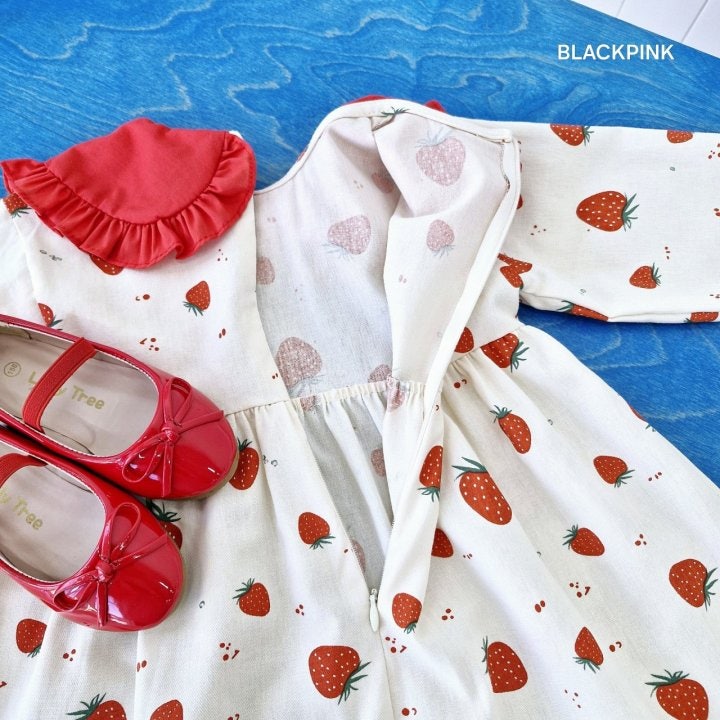 Black Pink - Korean Children Fashion - #designkidswear - Strawberry One-piece - 2