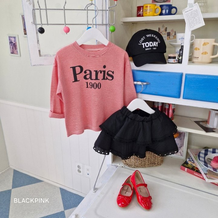 Black Pink - Korean Children Fashion - #designkidswear - Stripe Paris Tee - 4