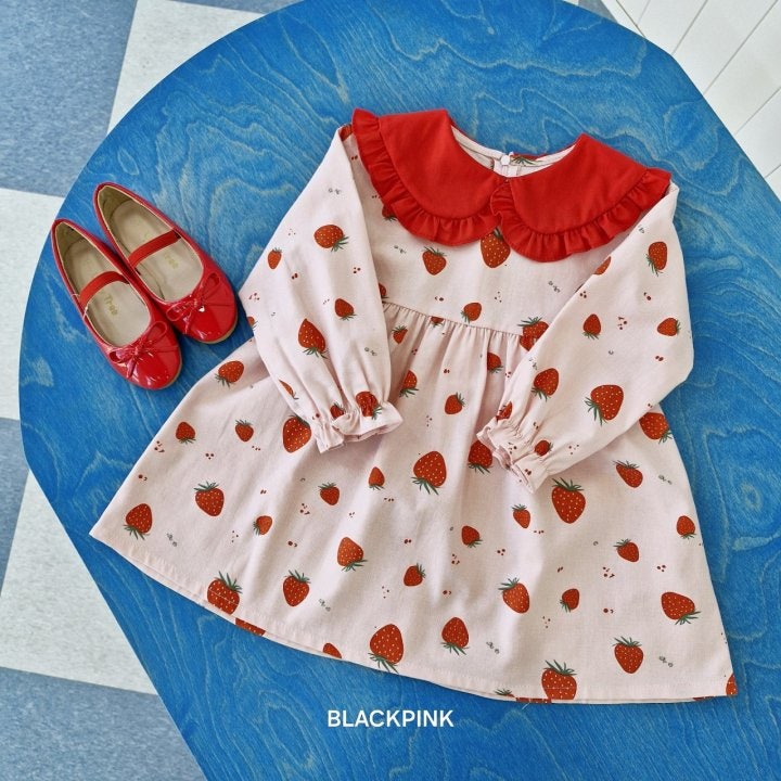 Black Pink - Korean Children Fashion - #discoveringself - Strawberry One-piece - 3