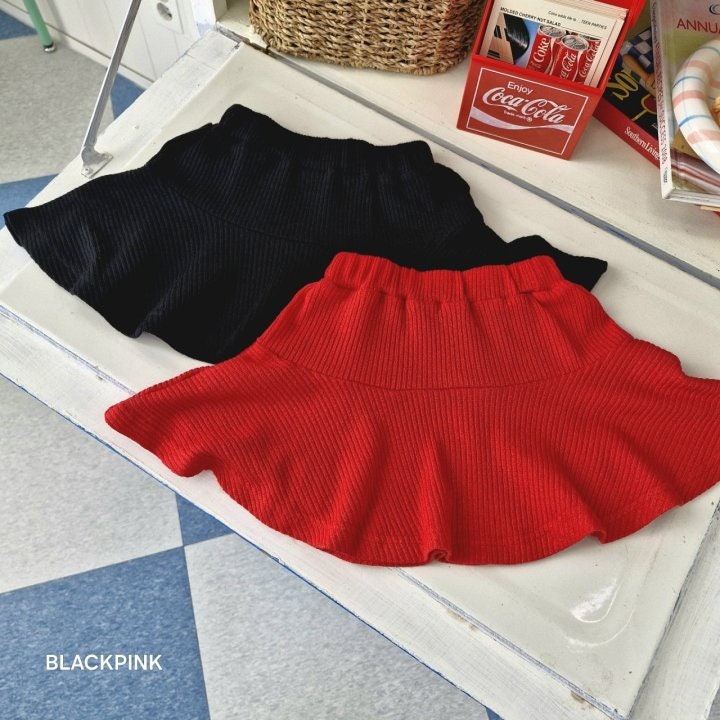 Black Pink - Korean Children Fashion - #discoveringself - Knit Skirt - 2