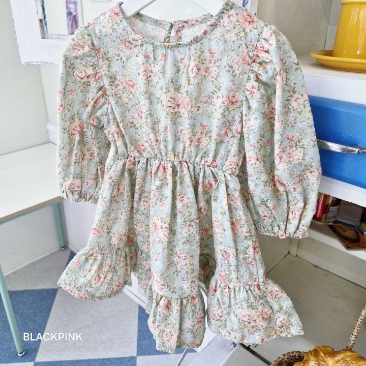 Black Pink - Korean Children Fashion - #kidzfashiontrend - Romantic Embroidery One-piece - 5