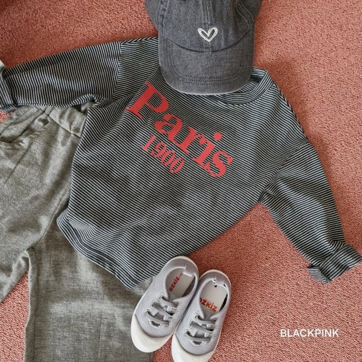 Black Pink - Korean Children Fashion - #littlefashionista - Stripe Paris Tee - 10