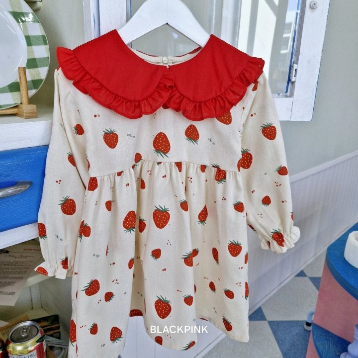 Black Pink - Korean Children Fashion - #littlefashionista - Strawberry One-piece - 9