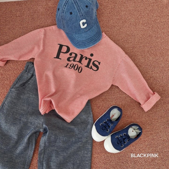 Black Pink - Korean Children Fashion - #minifashionista - Stripe Paris Tee - 12