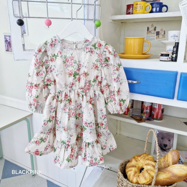 Black Pink - Korean Children Fashion - #minifashionista - Romantic Embroidery One-piece - 9