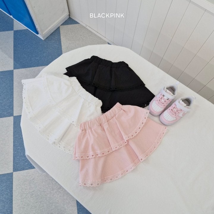 Black Pink - Korean Children Fashion - #stylishchildhood - Heart Lace Skirt - 8