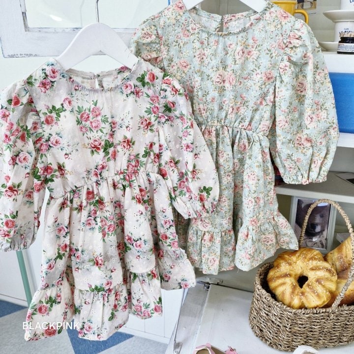 Black Pink - Korean Children Fashion - #toddlerclothing - Romantic Embroidery One-piece - 12