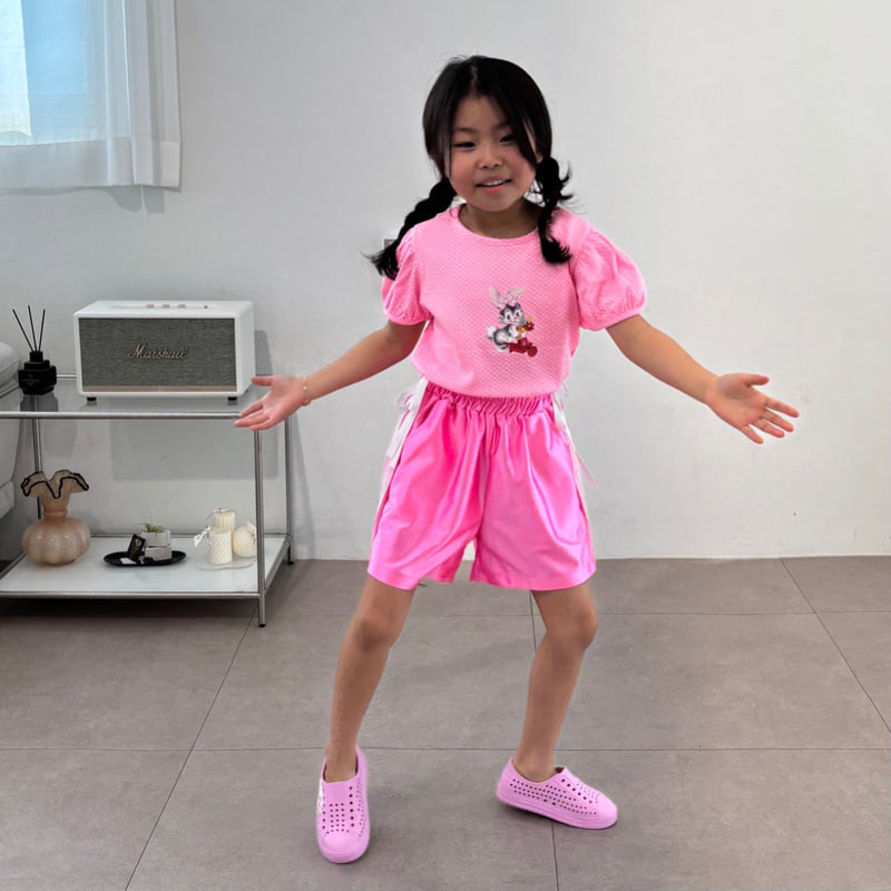 Bobo j - Korean Children Fashion - #designkidswear - Check Rabbit Puff Tee - 7