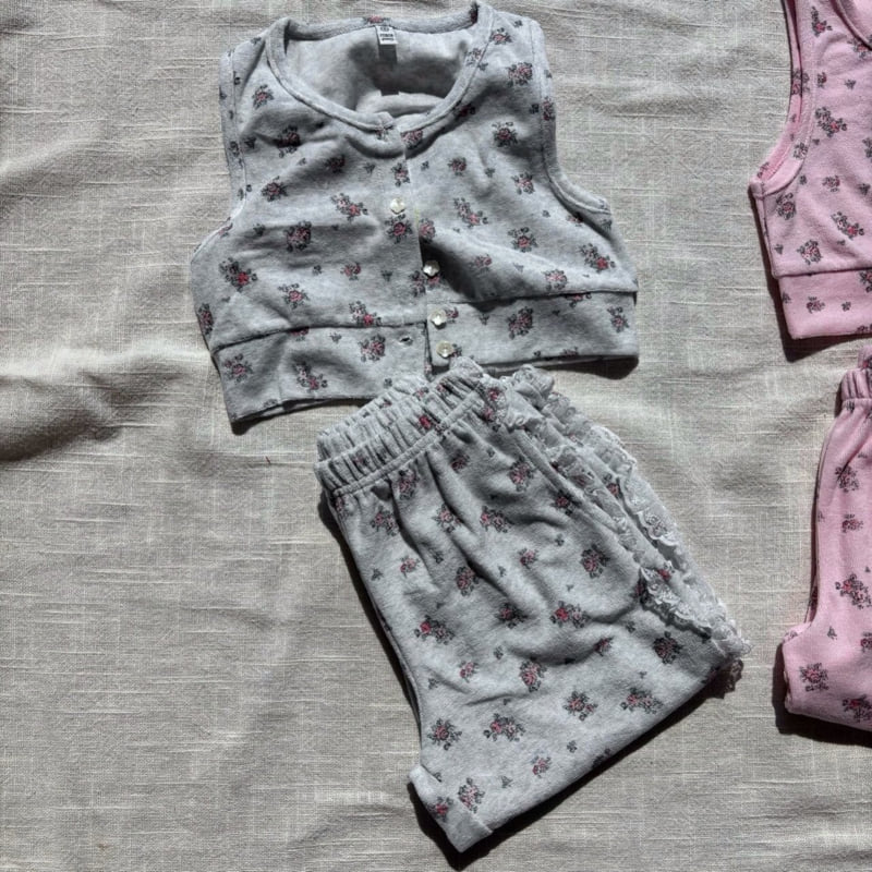 Bobo j - Korean Children Fashion - #designkidswear - Flower Terry Sleeveless Tee - 12