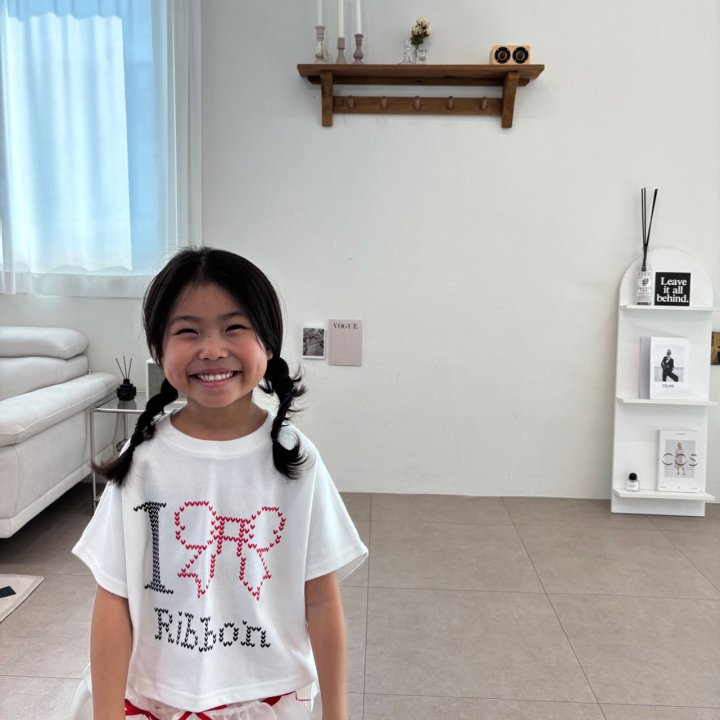 Bobo j - Korean Children Fashion - #discoveringself - I Love Ribbon Tee
