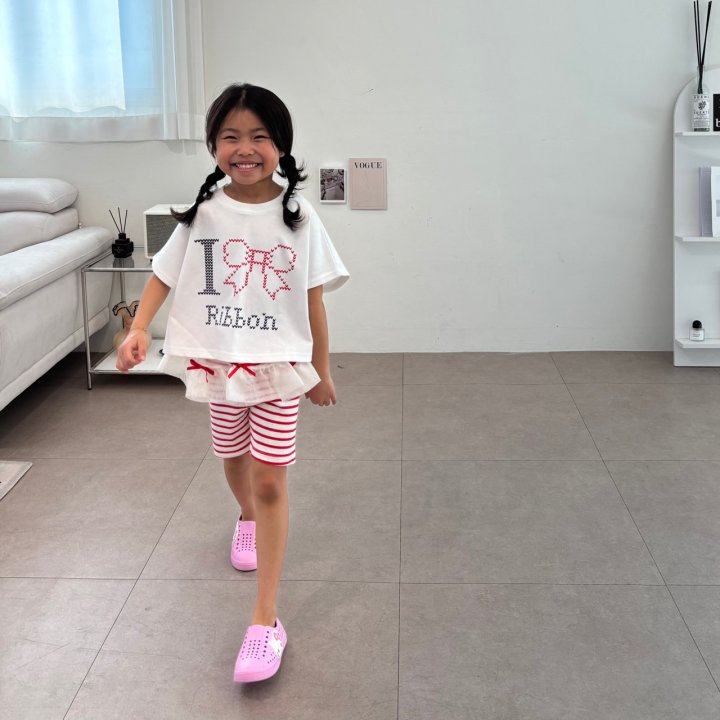 Bobo j - Korean Children Fashion - #kidsshorts - I Love Ribbon Tee - 3