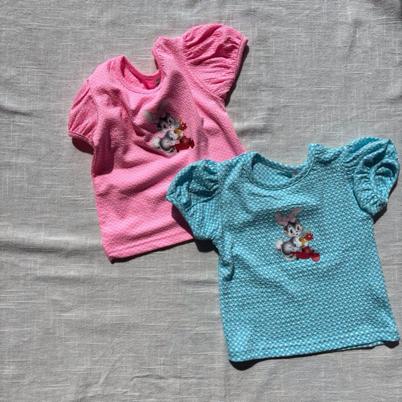 Bobo j - Korean Children Fashion - #kidsstore - Check Rabbit Puff Tee - 11