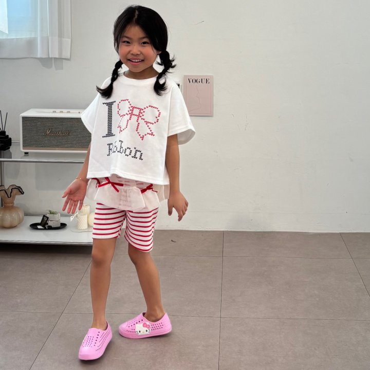 Bobo j - Korean Children Fashion - #kidsshorts - I Love Ribbon Tee - 4