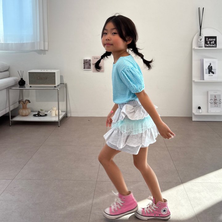 Bobo j - Korean Children Fashion - #prettylittlegirls - Check Rabbit Puff Tee