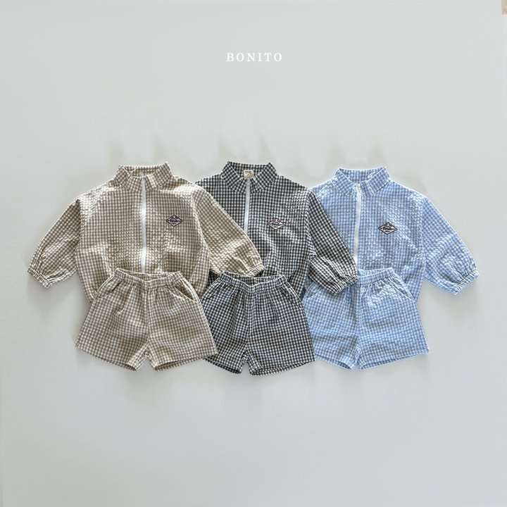 Bonito - Korean Baby Fashion - #babyfashion - Check Zip-up Set