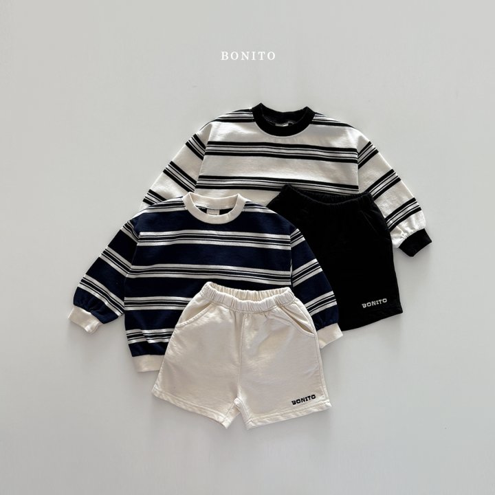 Bonito - Korean Baby Fashion - #babyfever - Stripe Top Bottom Set - 3