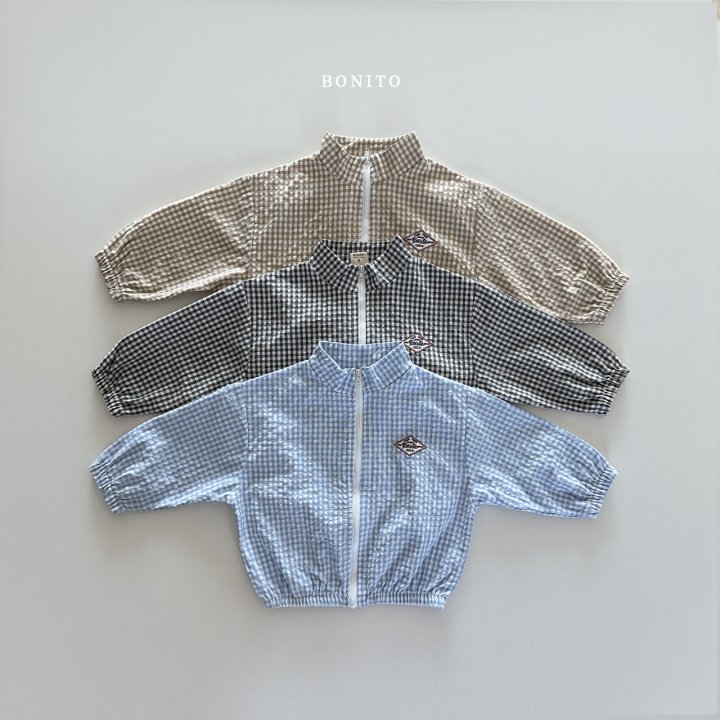 Bonito - Korean Baby Fashion - #babyfever - Check Zip-up Set - 2