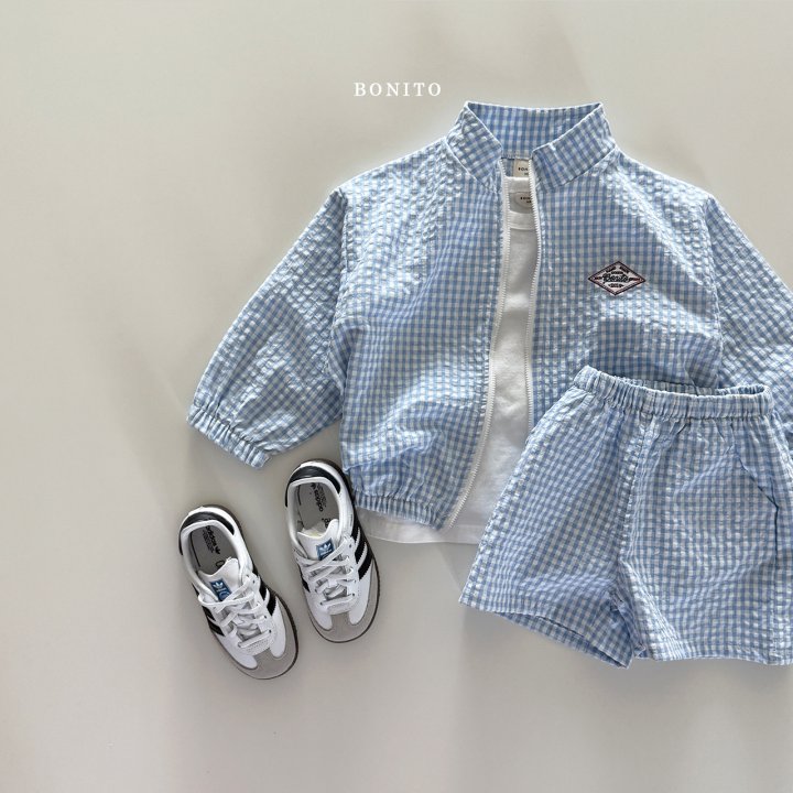 Bonito - Korean Baby Fashion - #babyootd - Check Zip-up Set - 6