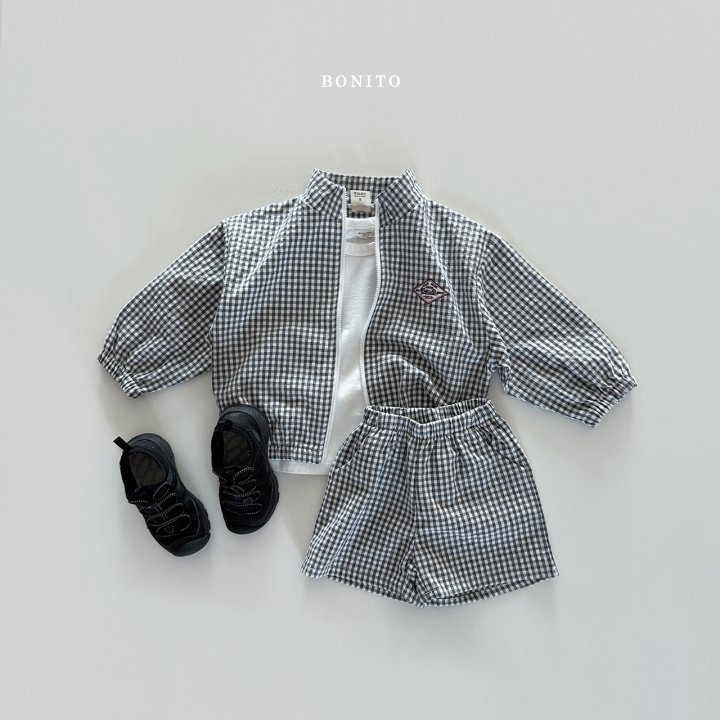 Bonito - Korean Baby Fashion - #onlinebabyboutique - Check Zip-up Set - 10