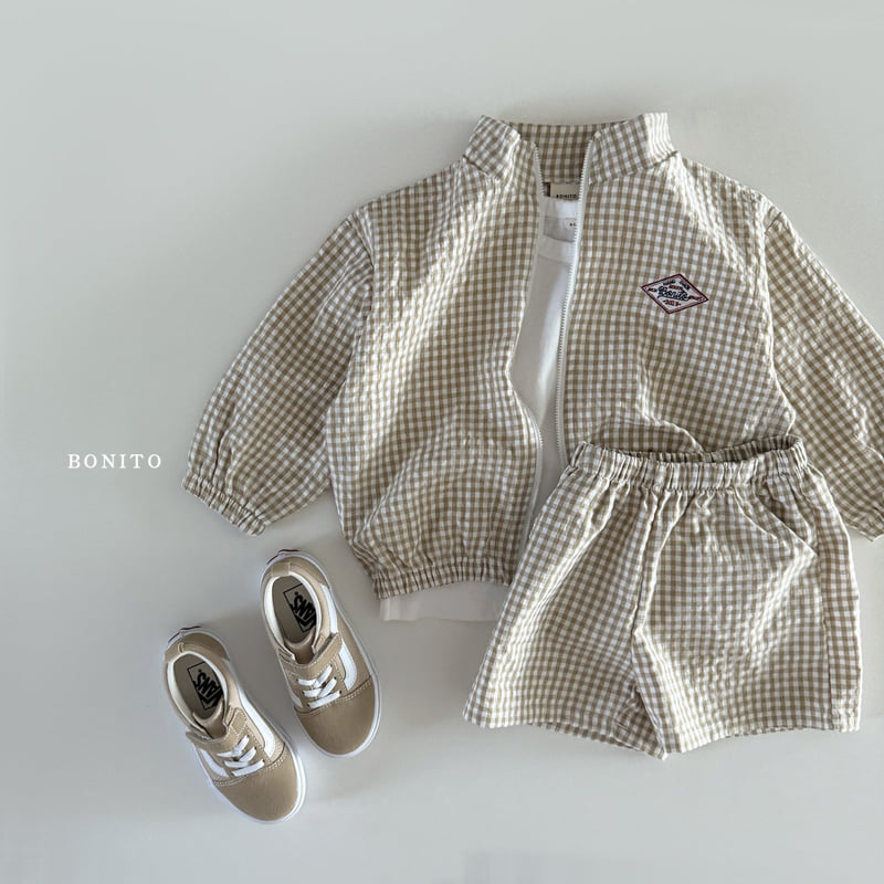 Bonito - Korean Baby Fashion - #onlinebabyshop - Check Zip-up Set - 11