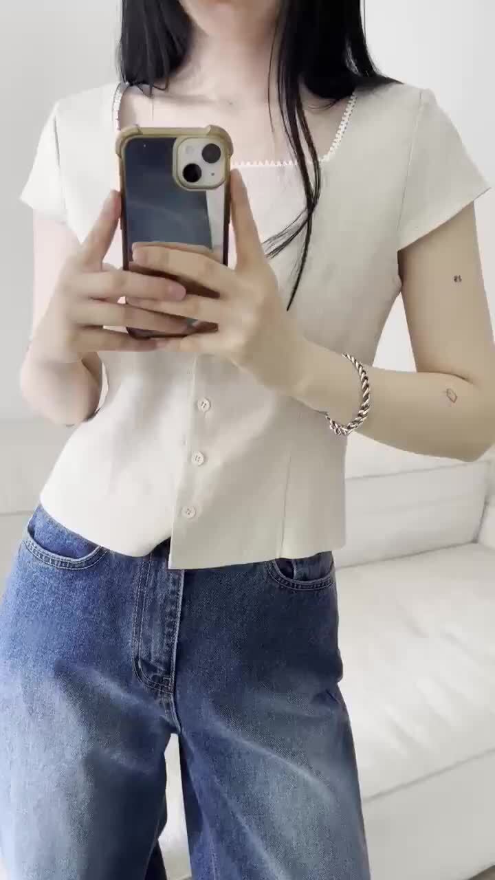 Buckle - Korean Women Fashion - #momslook - Linen Mini Blouse - 12