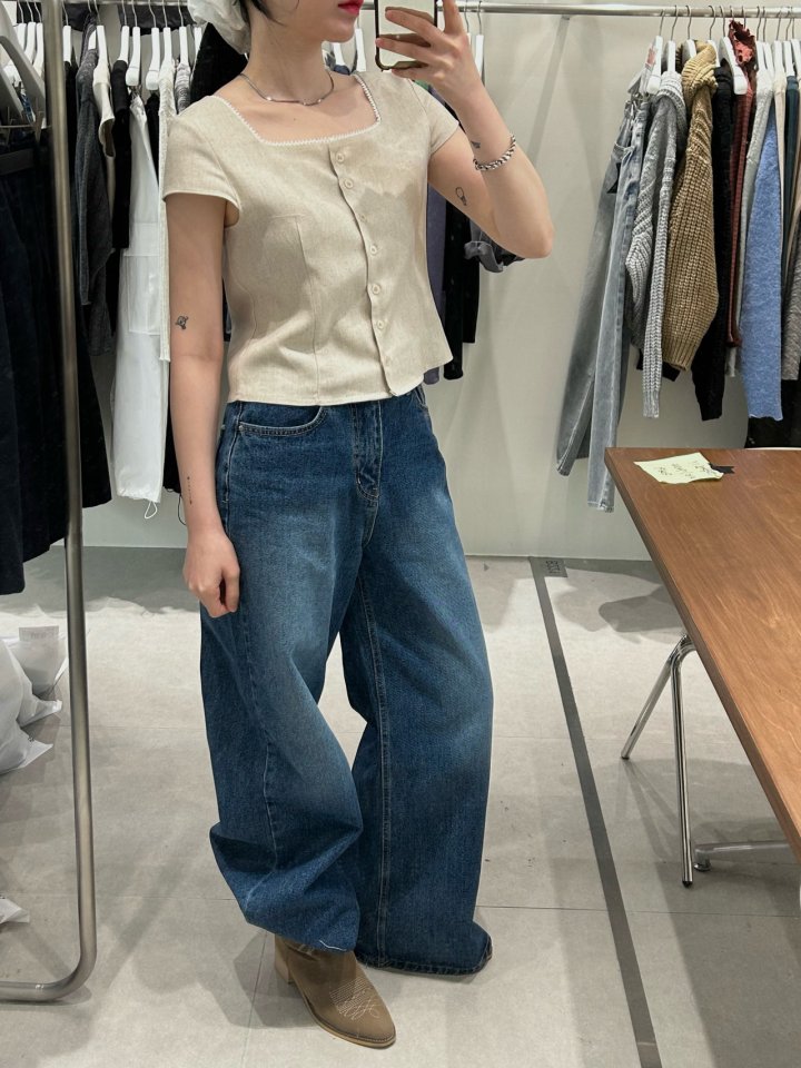 Buckle - Korean Women Fashion - #momslook - Linen Mini Blouse - 3